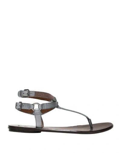 Brunello Cucinelli Toe Strap Sandals In Silver