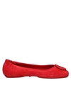 Tory Burch Mini Travel Suede Ballet Flats In Red