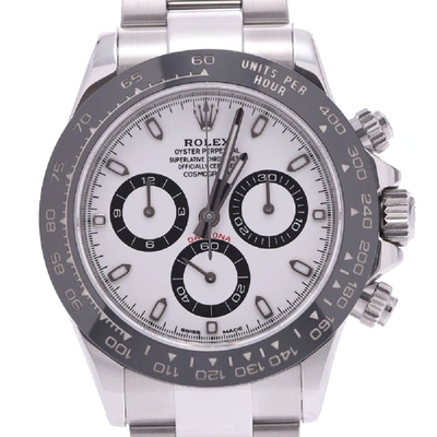 Pre-owned Rolex White Stainless Steel Daytona 116500ln Men's Wristwatch 40 Mm