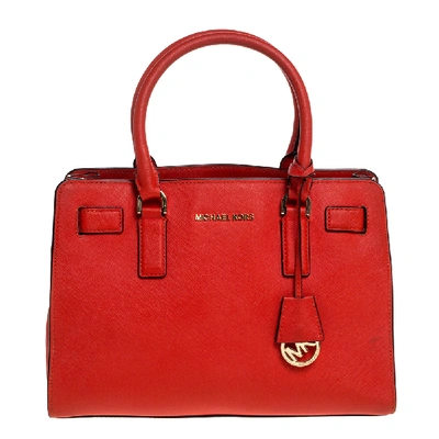 Pre-owned Michael Michael Kors Red Leather Medium Hamilton Tote