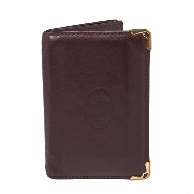 Pre-owned Cartier Card Holder In Burgundy