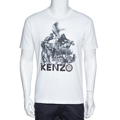 Pre-owned Kenzo La Memento Collection White Cotton Animal Print T-shirt S