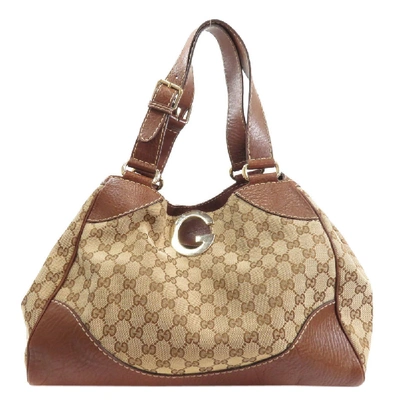 Pre-owned Gucci Brown Canvas And Leather Medium Charlotte Hobo