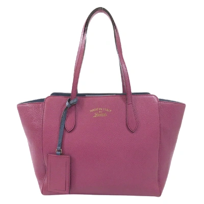 Pre-owned Gucci Purple Leather Swing Tote