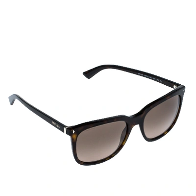 Pre-owned Prada Havana Brown/ Brown Spr 12r Rectangle Sunglasses