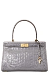 TORY BURCH LEE RADZIWILL CROC EMBOSSED SMALL LEATHER SATCHEL,75311