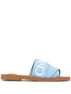 Chloé Chloe Blue Woody Flat Mules In Blue