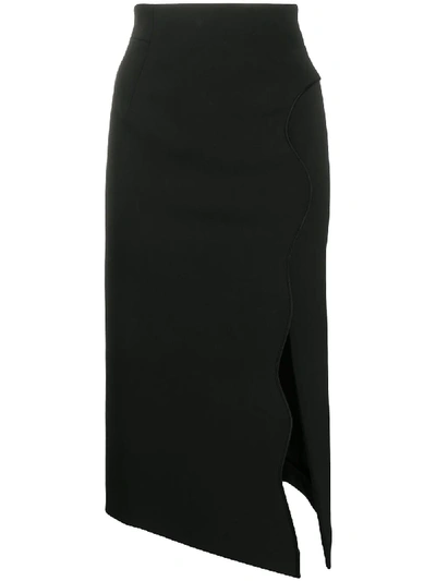 Ssheena Gondola Side Slit Midi Skirt In Black