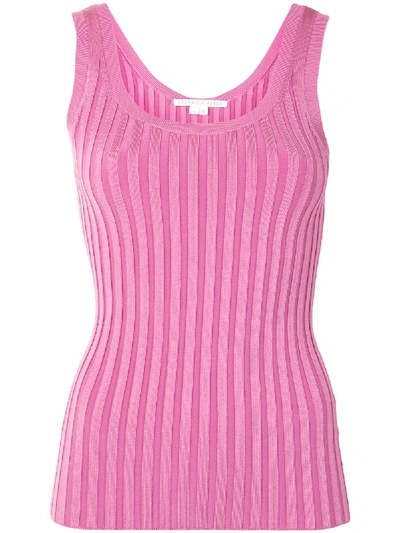 Veronica Beard Ribbed Knitted Top In Pink