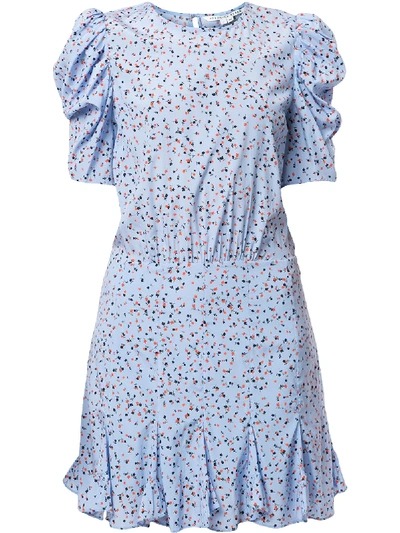 Veronica Beard Lila Floral Gathered Dress In Blue Multi
