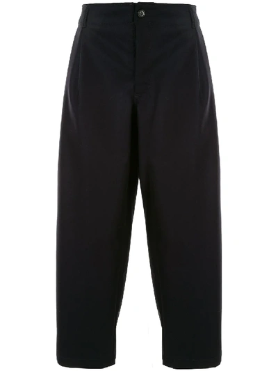 Comme Des Garçons Shirt High-waisted Cropped Trousers In Black
