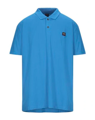 Paul & Shark Polo Shirts In Bright Blue