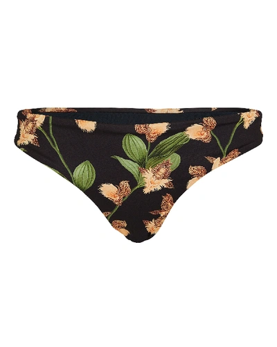 Agua By Agua Bendita Maple Floral Classic Bikini Bottoms In Black