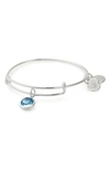 Alex And Ani Color Code Adjustable Wire Bangle In March - Aquamarine/ Silver