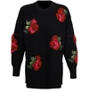 VERSACE LONG SLEEVE SWEATER WITH FLOWER EMBROIDERY,VER8XAB7MUL