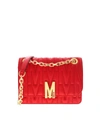 MOSCHINO M QUILT SHOULDER BAG IN RED