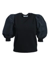 VALENTINO SWEATER WITH PUFFED SLEEVES IN BLACK