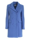 BE BLUMARINE VISCOSE AND VIRGIN WOOL COAT IN LIGHT BLUE