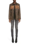 Saint Laurent Belted Fringed Leopard Wool-blend Jacquard Jacket In Fauve