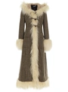 MIU MIU MIU MIU FUR TRIM HOUNDSTOOTH COAT