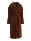 P.A.R.O.S.H ECO FUR LONG COAT IN BROWN