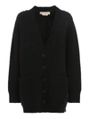 MARNI WOOL, MOHAIR AND CASHMERE BLEND CARDIGAN IN BLACK