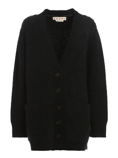 Marni Wool, Mohair And Cashmere Blend Cardigan In Black