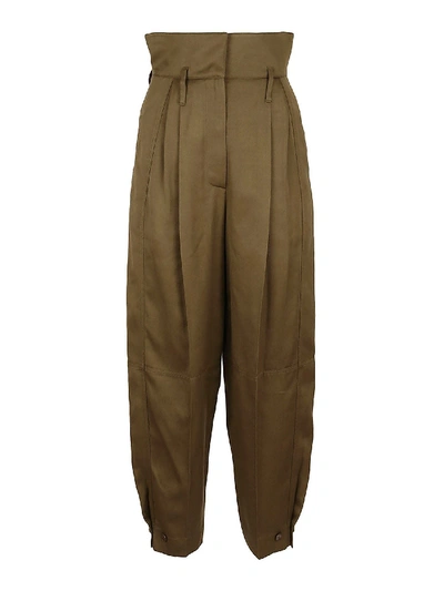 Givenchy Viscose Paperbag Trousers In Green