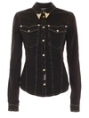 VERSACE JEANS COUTURE BLACK SHIRT FEATURING GOLD TRIM