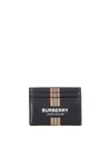 BURBERRY LOGO PRINT COATED CANVAS CARD HOLDER IN BLACK