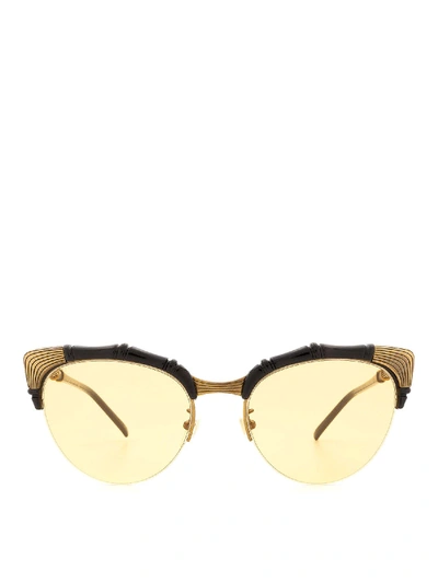 Gucci Bamboo Effect Cat Eye Sunglasses In Black