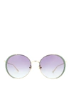 GUCCI METAL FRAME ROUND SUNGLASSES IN GREEN