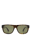 GUCCI BROWN HAVANA SUNGLASSES WITH STRIPED TEMPLES