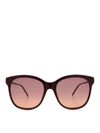 GUCCI RED RECTANGULAR GLASSES WITH GOLDEN DETAILS