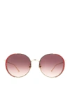 GUCCI SLIM METAL FRAME RED ROUND SUNGLASSES