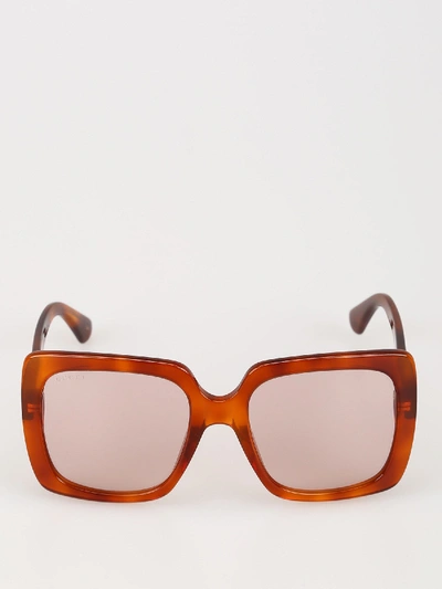 Gucci Crystal Logo Over Sunglasses In Brown