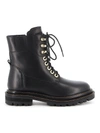 TWINSET ZPPED LEATHER COMBAT BOOTS IN BLACK