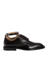 JIL SANDER BLACK DERBIES WITH GOLDEN CHAIN