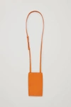 Cos Leather Phone Pouch In Orange