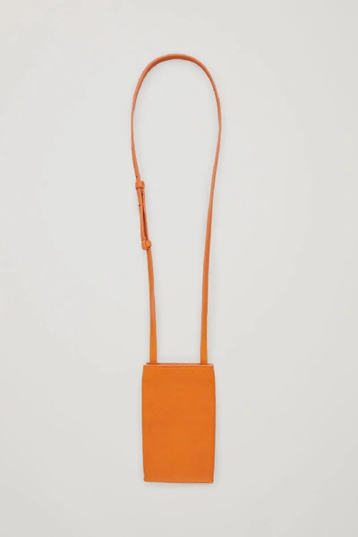 Cos Leather Phone Pouch In Orange