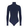 Wolford Colorado Long Sleeve Turtleneck Bodysuit In Navy