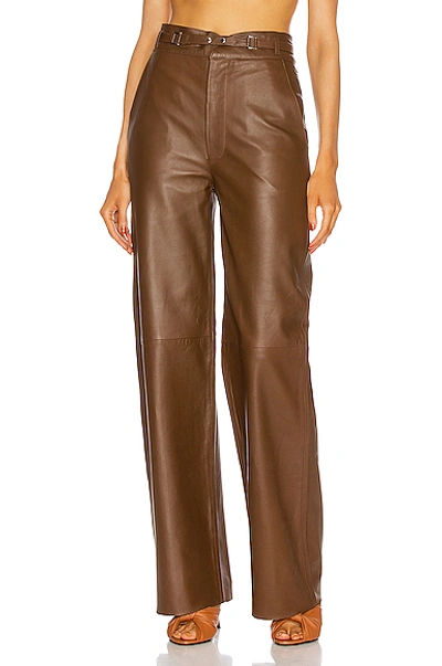 Remain Bocca High Waist Slim Leather Pants In Brown