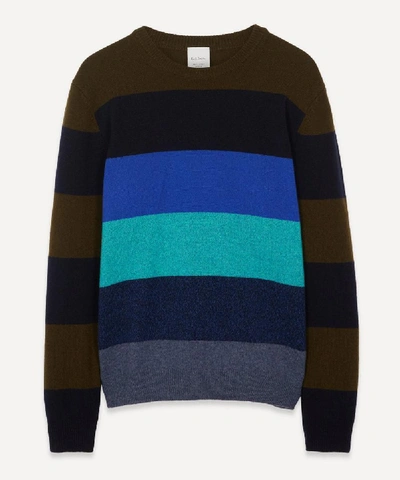 Paul Smith Artist Stripe Lambswool Sweater In Blue