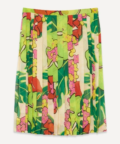 Dries Van Noten Hawaiian Print Pleated Skirt In Floral Multi