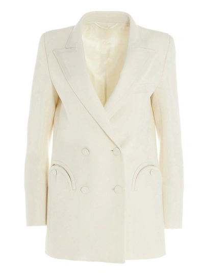 Blazé Milano Resolute Double-breasted Wool-twill Suit Jacket In White