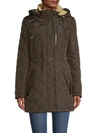 DKNY FAUX FUR-LINED QUILTED COAT,0400012918963