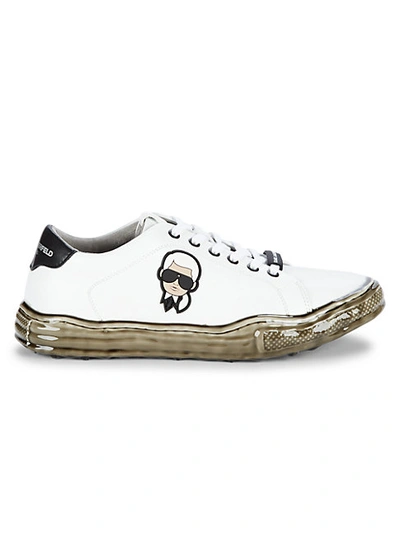Karl Lagerfeld Karl Head Dipped Sole Sneakers In White Black