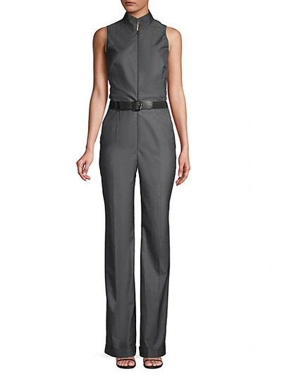 Akris Belted Cotton & Silk Jumpsuit In Charcoal