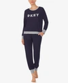 DKNY EMBROIDERED LOGO TOP & JOGGER PANTS PAJAMAS SET