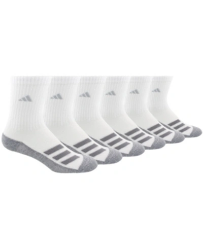 Adidas Originals Kids' Adidas Big Boys Cushioned Angle Stripe Crew Sock Pack Of 6 In White
